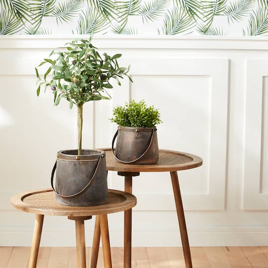 Dark Wooden Pail Set